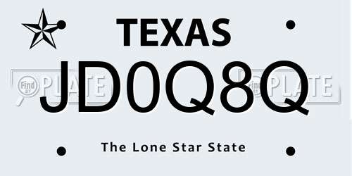 JD0Q8Q Texas License Plate