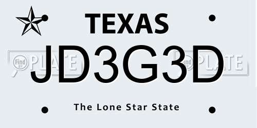 JD3G3D Texas License Plate