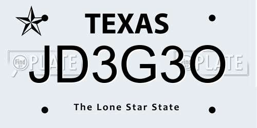 JD3G3O Texas License Plate