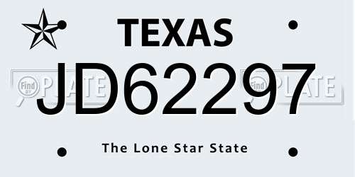 JD62297 Texas License Plate