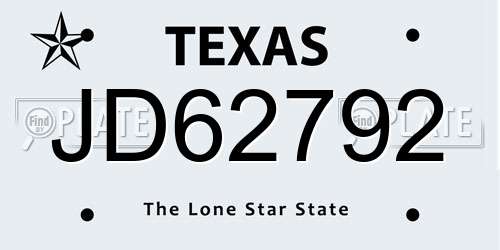 JD62792 Texas License Plate