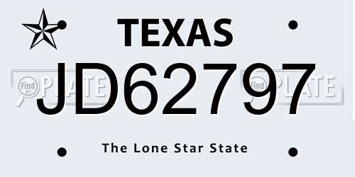 JD62797 Texas License Plate