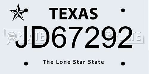 JD67292 Texas License Plate