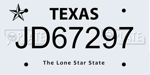 JD67297 Texas License Plate