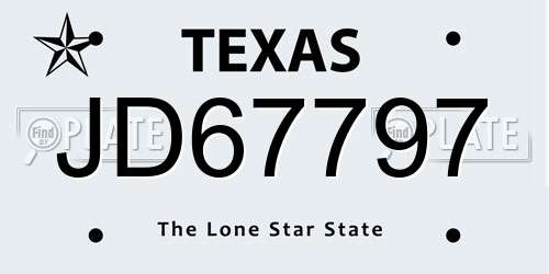JD67797 Texas License Plate