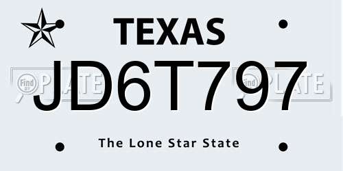 JD6T797 Texas License Plate