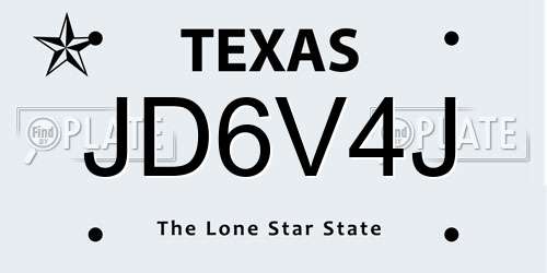 JD6V4J Texas License Plate