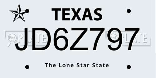 JD6Z797 Texas License Plate