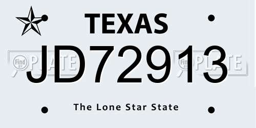 JD72913 Texas License Plate