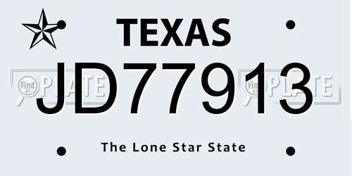 JD77913 Texas License Plate