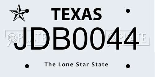 JDB0044 Texas License Plate