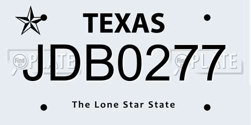JDB0277 Texas License Plate