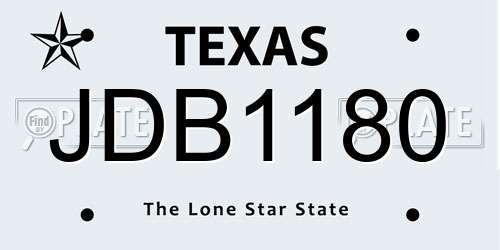 JDB1180 Texas License Plate