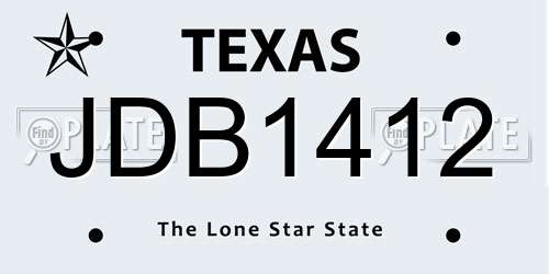 JDB1412 Texas License Plate