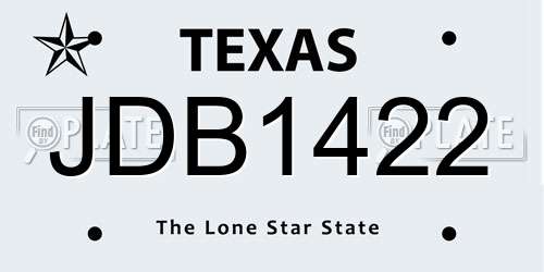 JDB1422 Texas License Plate