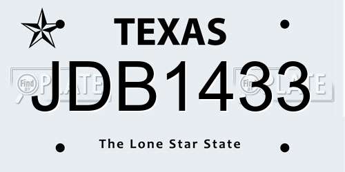 JDB1433 Texas License Plate