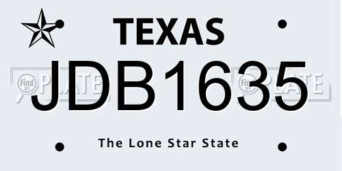 JDB1635 Texas License Plate