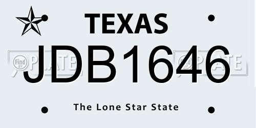 JDB1646 Texas License Plate