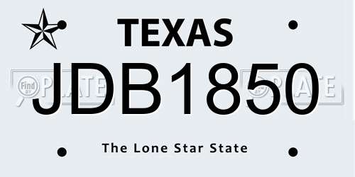 JDB1850 Texas License Plate