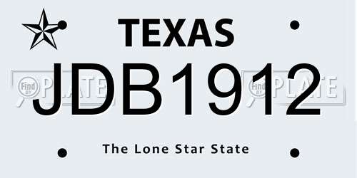 JDB1912 Texas License Plate