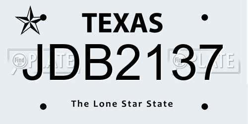JDB2137 Texas License Plate