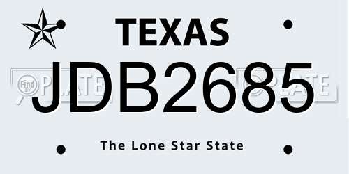 JDB2685 Texas License Plate
