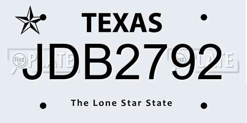 JDB2792 Texas License Plate
