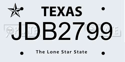 JDB2799 Texas License Plate