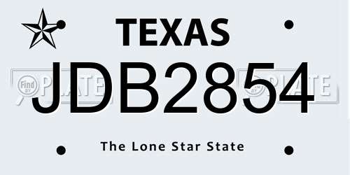 JDB2854 Texas License Plate