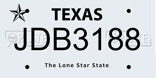 JDB3188 Texas License Plate