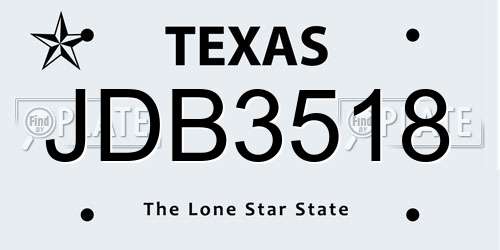 JDB3518 Texas License Plate