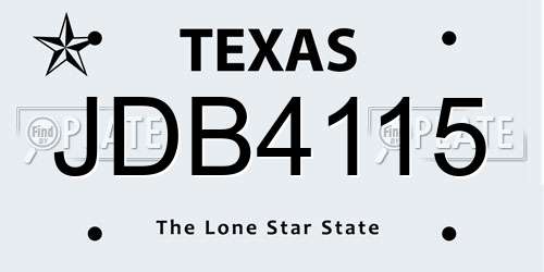 JDB4115 Texas License Plate