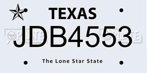 JDB4553 Texas License Plate