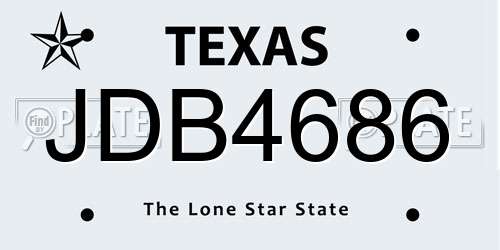 JDB4686 Texas License Plate