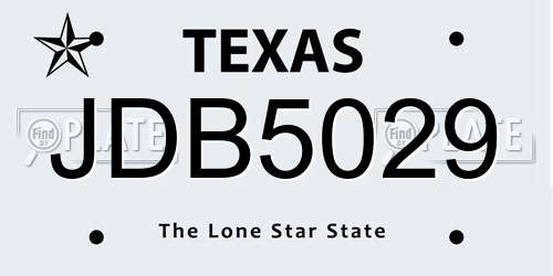 JDB5029 Texas License Plate