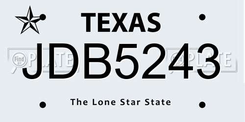 JDB5243 Texas License Plate