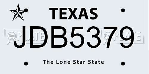 JDB5379 Texas License Plate