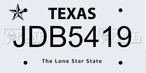 JDB5419 Texas License Plate