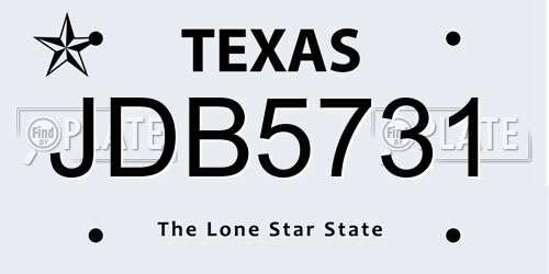 JDB5731 Texas License Plate