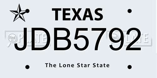 JDB5792 Texas License Plate