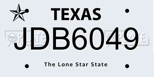 JDB6049 Texas License Plate