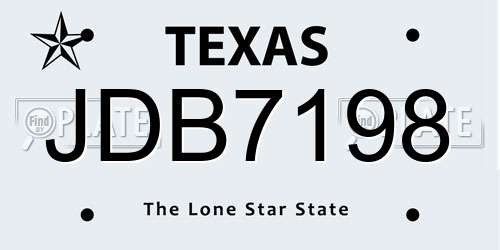 JDB7198 Texas License Plate