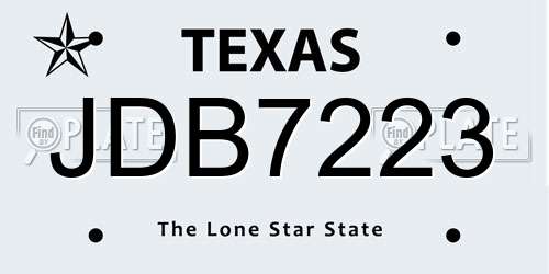 JDB7223 Texas License Plate