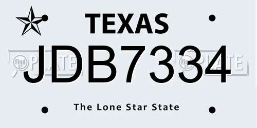 JDB7334 Texas License Plate