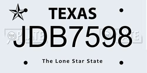 JDB7598 Texas License Plate