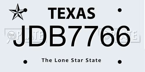 JDB7766 Texas License Plate