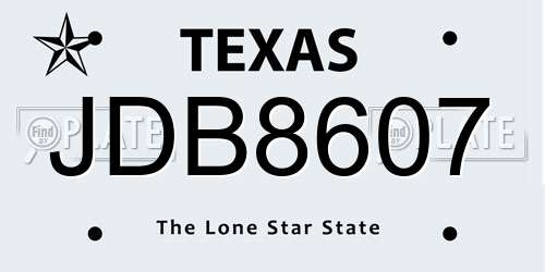 JDB8607 Texas License Plate