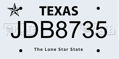 JDB8735 Texas License Plate