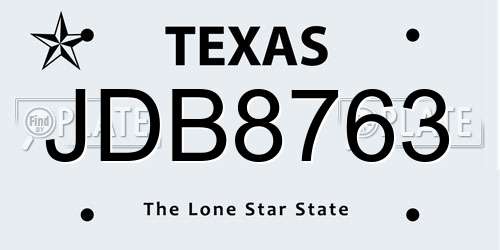 JDB8763 Texas License Plate