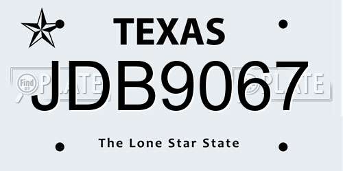 JDB9067 Texas License Plate